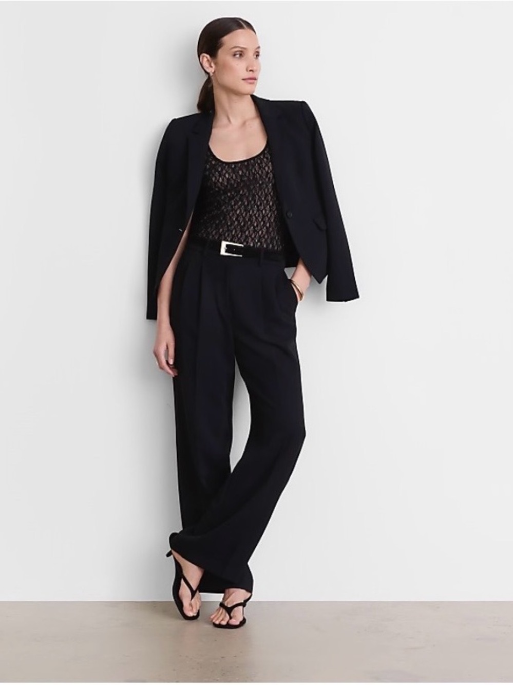 LOFT Black Wide-Leg  Versa Pant